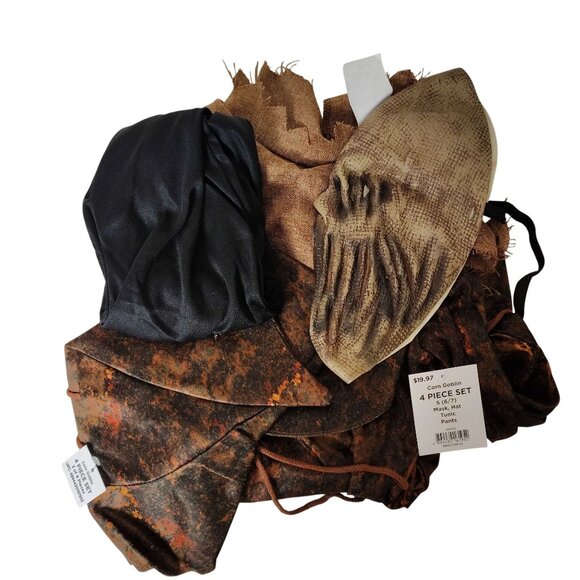 Youth Unisex S (6/7) Corn Goblin Halloween Costume Mask Hat Tunic and Pants Set - Picture 8 of 8